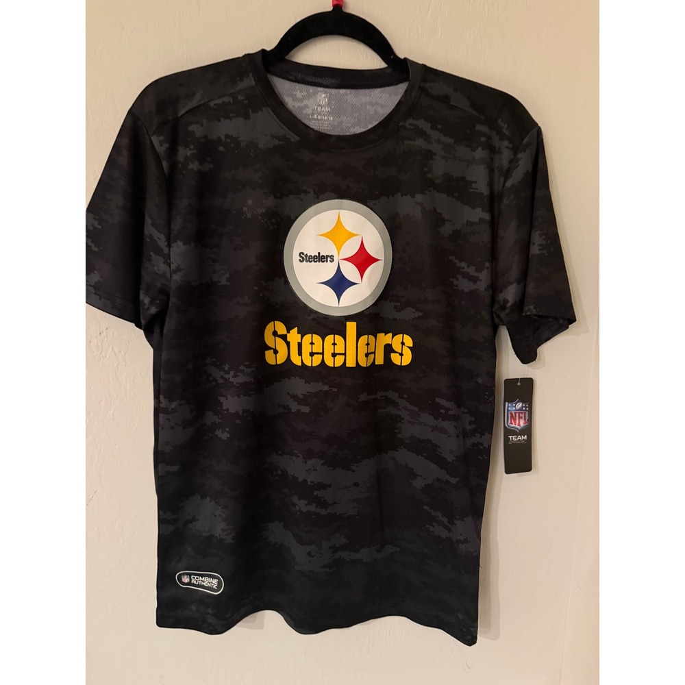 NFL Team Apparel Pittsburgh Steelers Kids Digital Camo T-Shirt L 14/16 Black